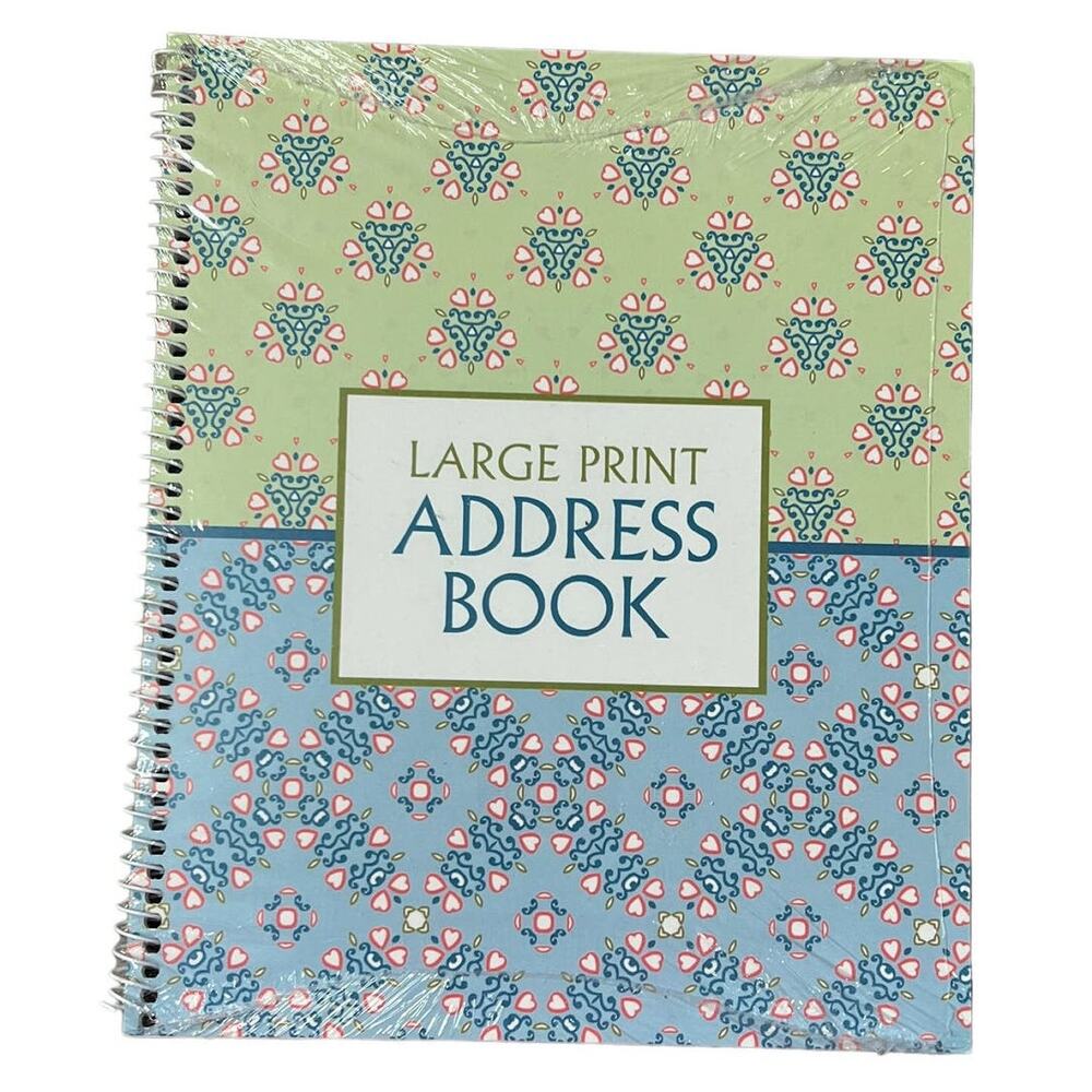 NEW Current Address Book Large‎ Print Green Blue Floral Spiral Bound Organizer